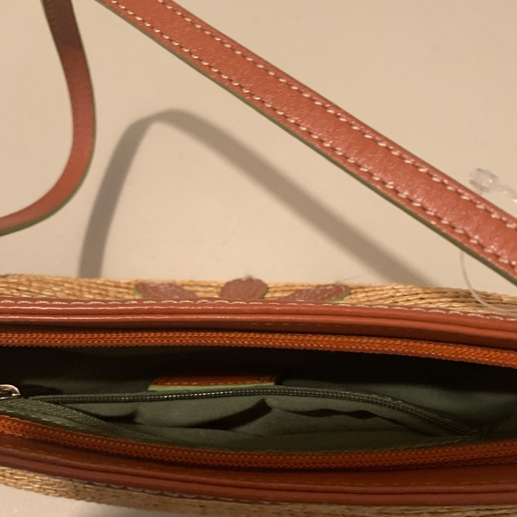 Cole Haan Tan and Brown Woven Bag with Floral Design - Picture 4 of 4